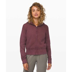 Lululemon Rest Assured Full Zip Hoodie in Washed Garnet - Size: Large